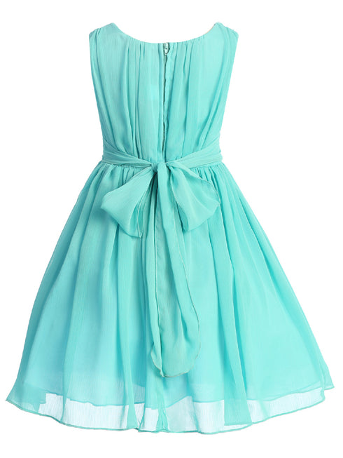 Girls Flower Waist Chiffon Flower Girl Dress 2-14 - SophiasStyle.com